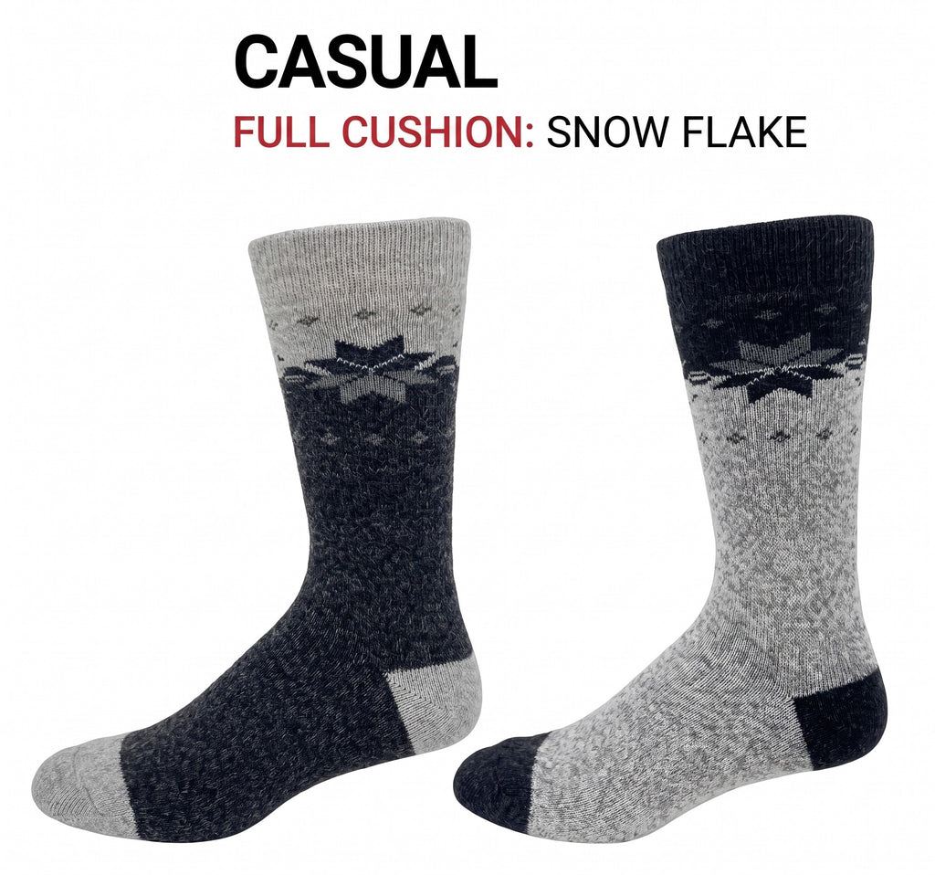 KEY - Men's - FULL CUSHION - SNOWFLAKE Crew Socks