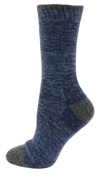 KEY - Women's - WOOL - OUTDOOR FULL CUSHION Crew Socks - BLACK/DENIM