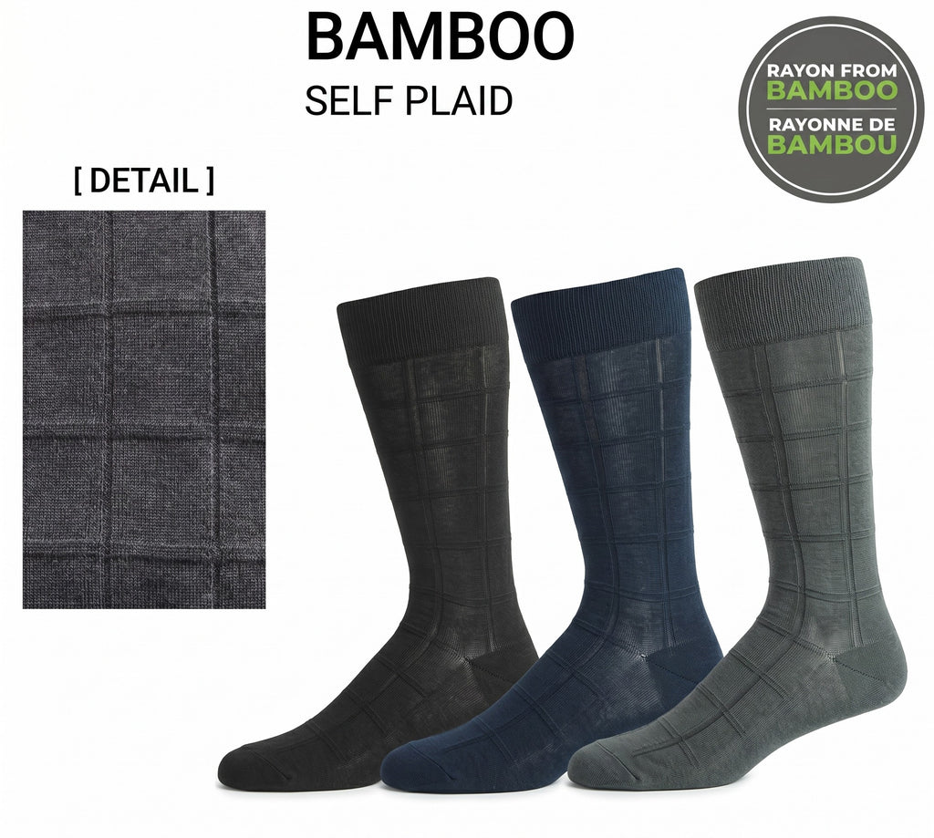 KEY - Men's - BAMBOO Plaid Self Crew Socks