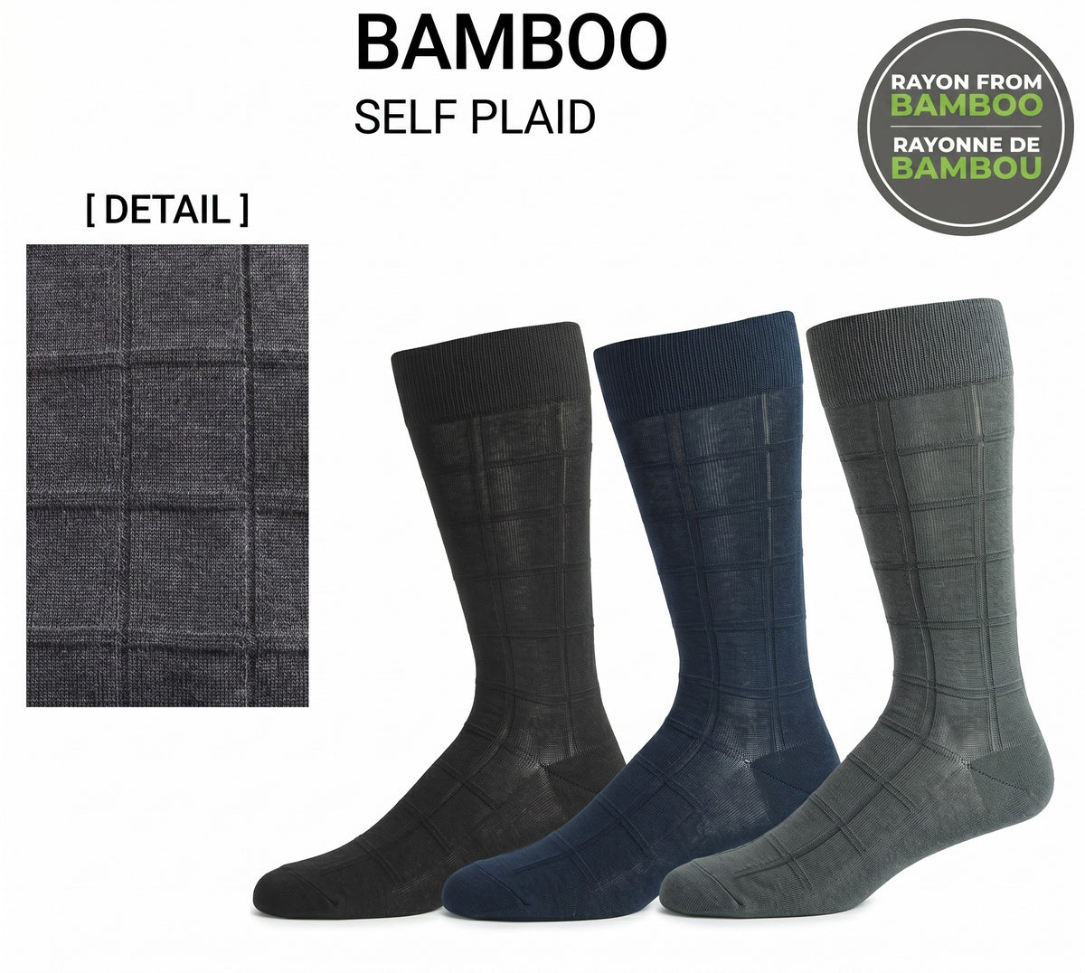 KEY - Men's - BAMBOO Plaid Self Crew Socks