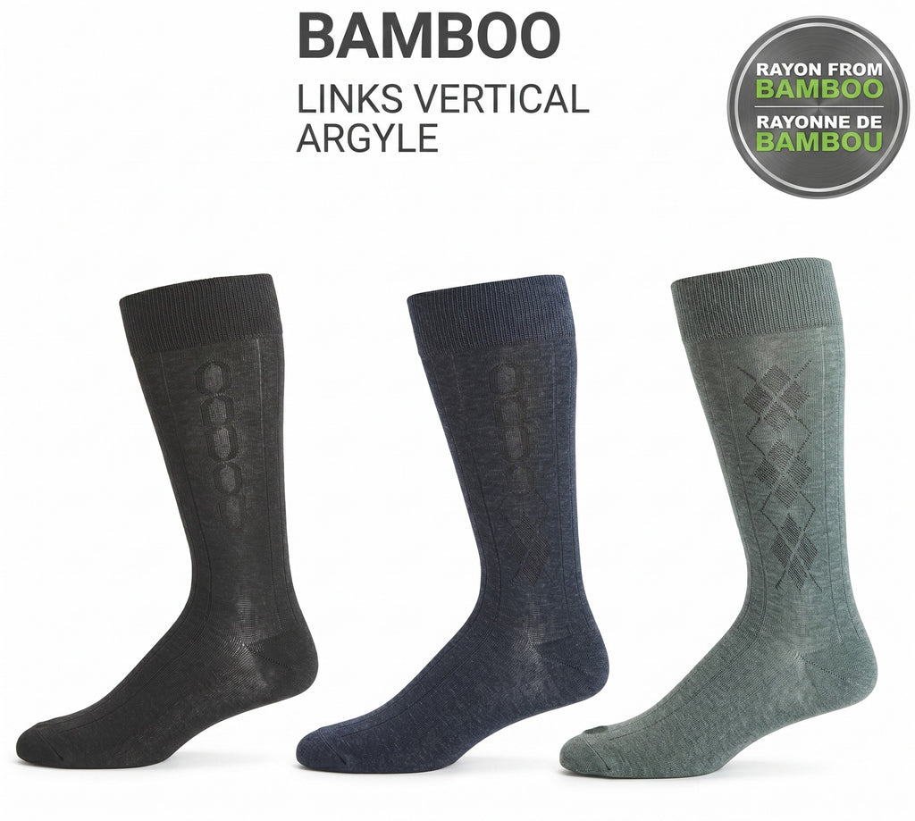 KEY - Men's - BAMBOO LINKS VERTICAL ARGYLE Crew Socks