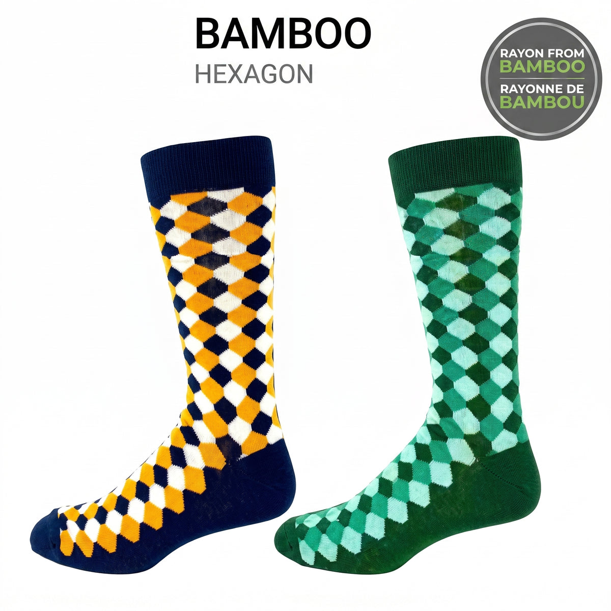 KEY - Men's - BAMBOO Crew Socks - [FW26] HEXAGON - Navy