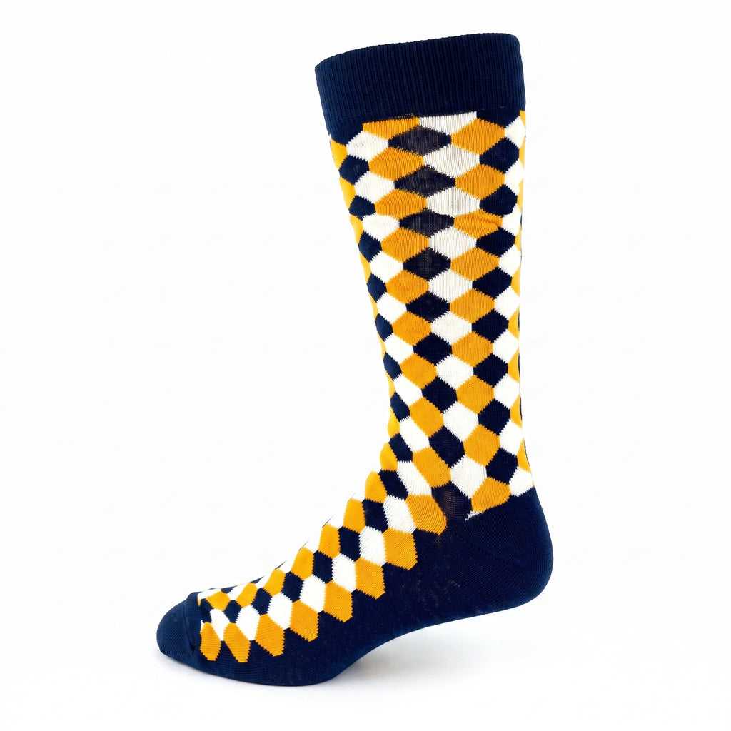 KEY - Men's - BAMBOO Crew Socks - [FW26] HEXAGON - Navy