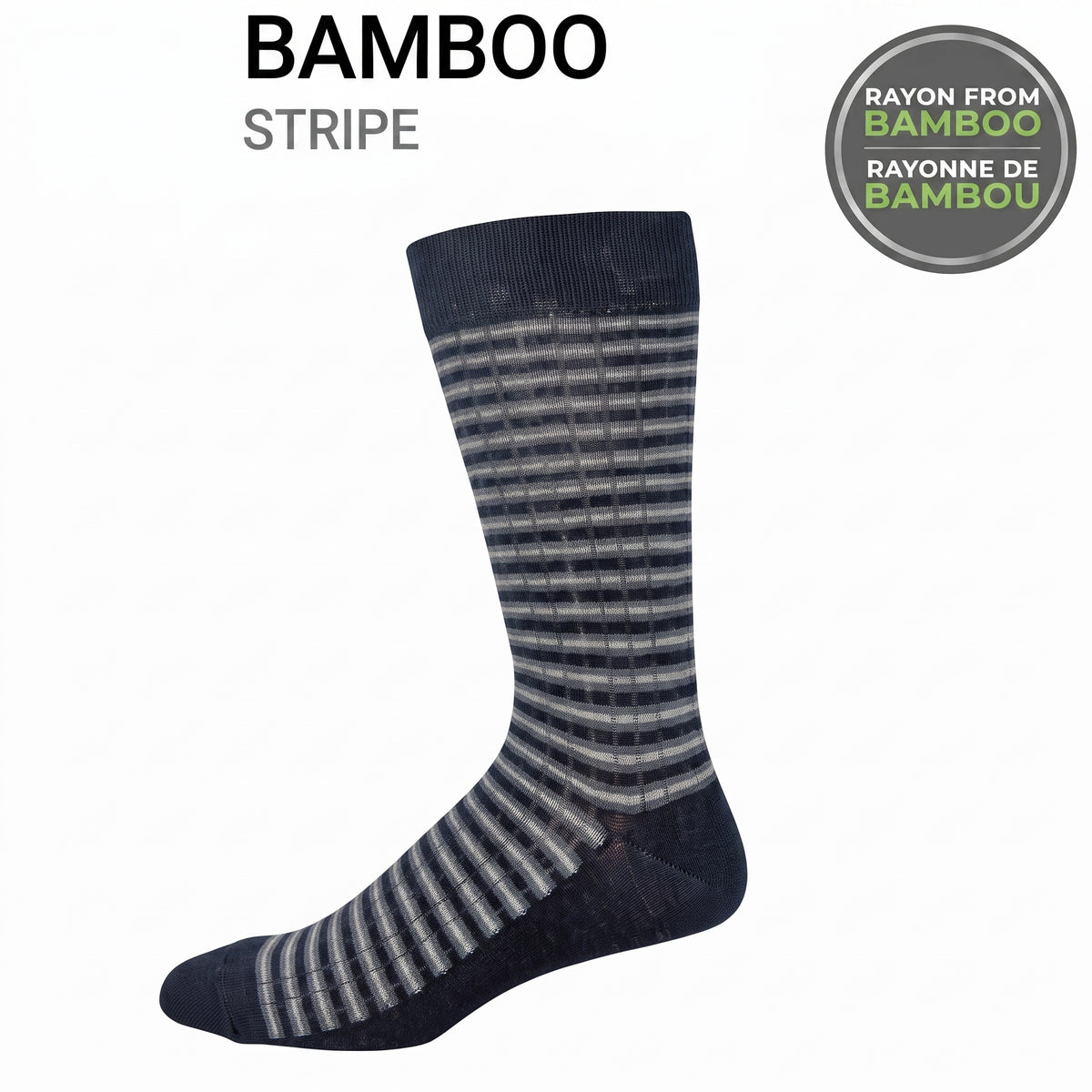 KEY - Men's - BAMBOO Crew Socks - STRIPE: BLACK