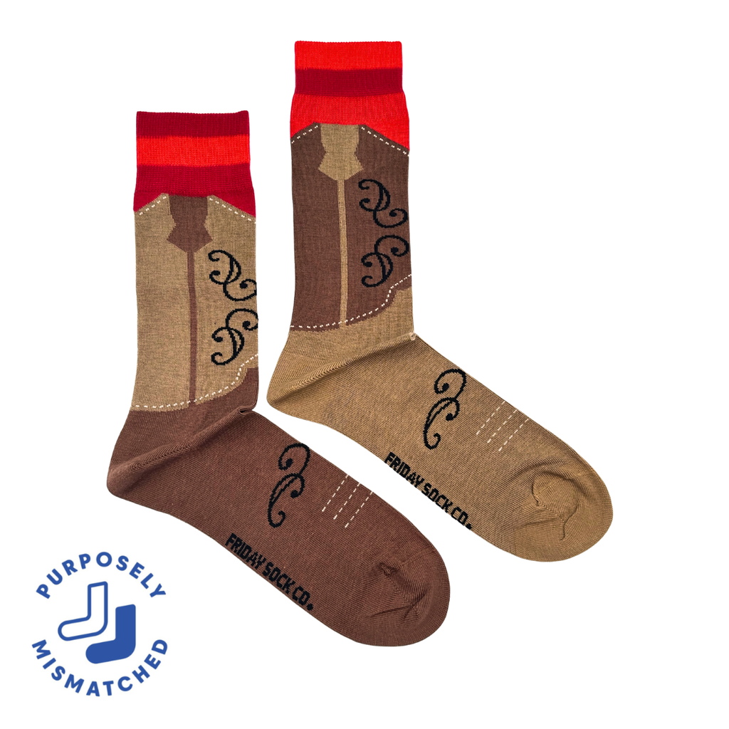 Friday Sock Co. - Men's Cowboy Boot  Mid-Calf Socks - Western Casual Gift