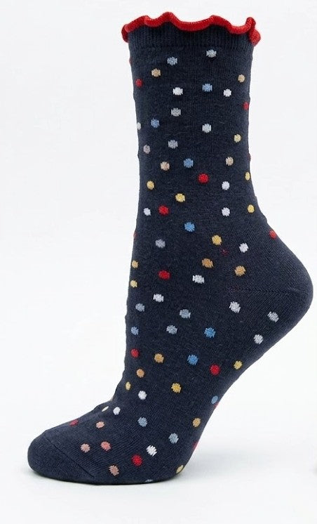 KEY - Women's - RUFFLE TOP DOT Quarter Socks