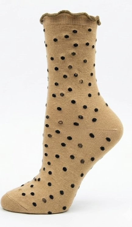 KEY - Women's - RUFFLE TOP DOT Quarter Socks