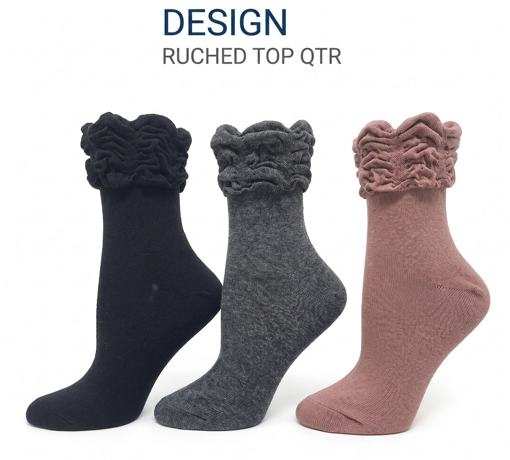 KEY - Women's - RUCHED TOP Quarter Socks
