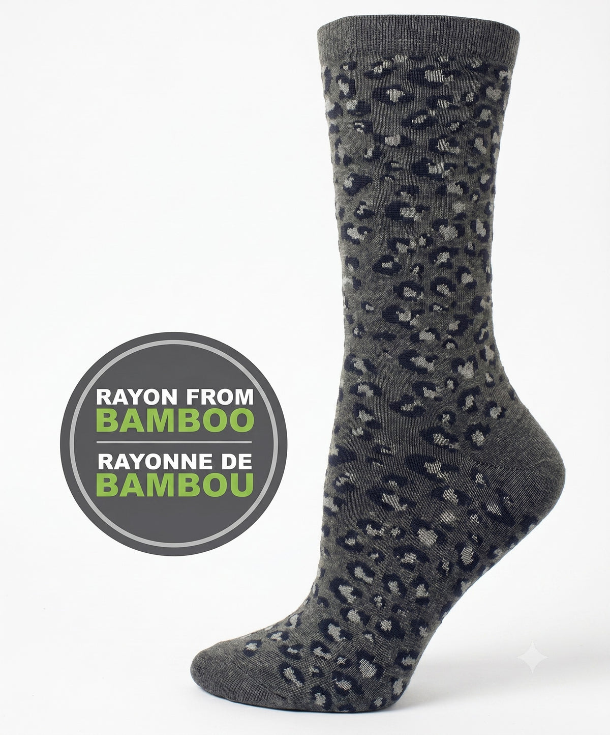 POINT ZERO - Women's - BAMBOO LEOPARD Crew Socks