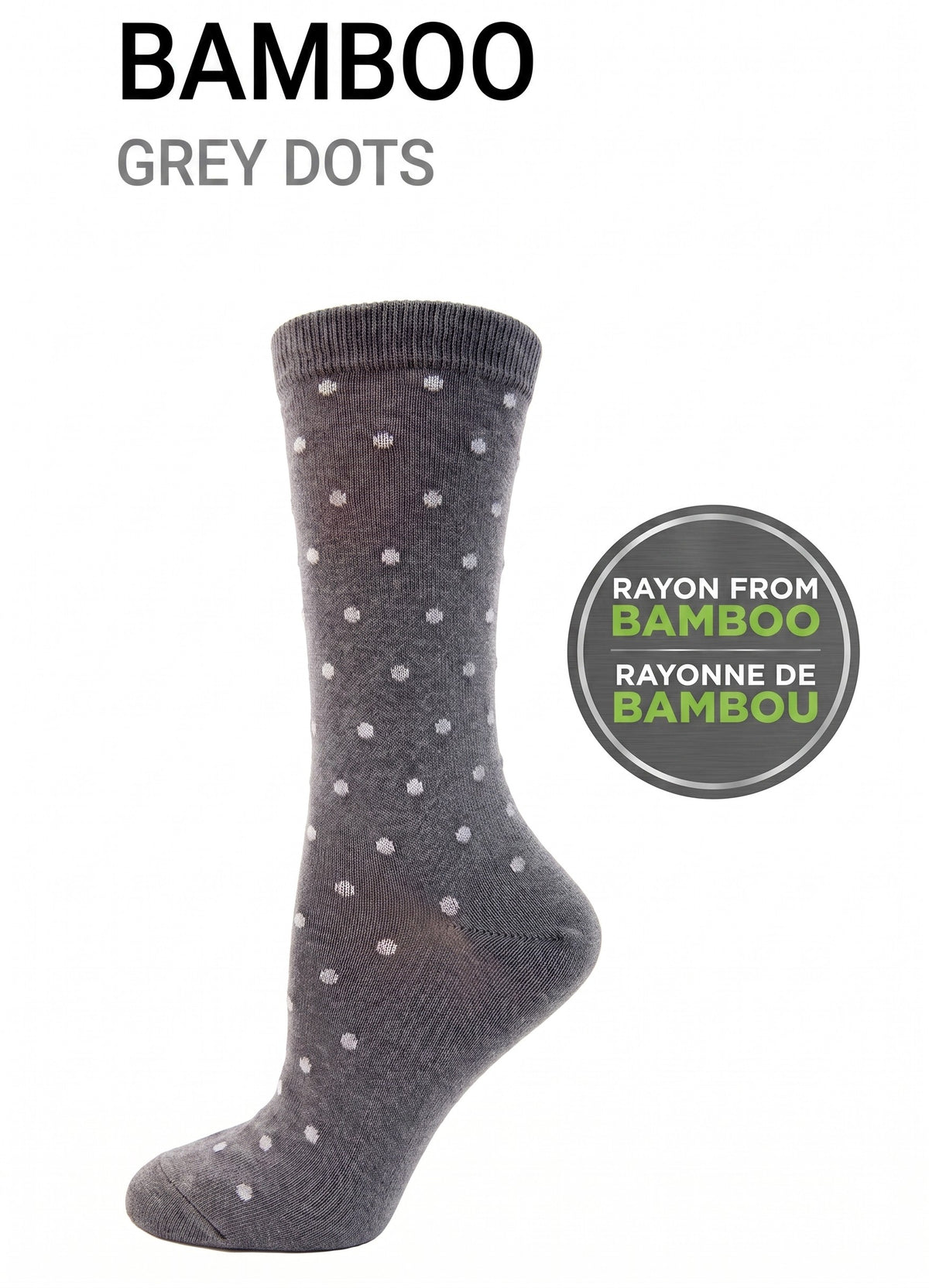 KEY - Women's - BAMBOO GREY DOTS Crew Socks