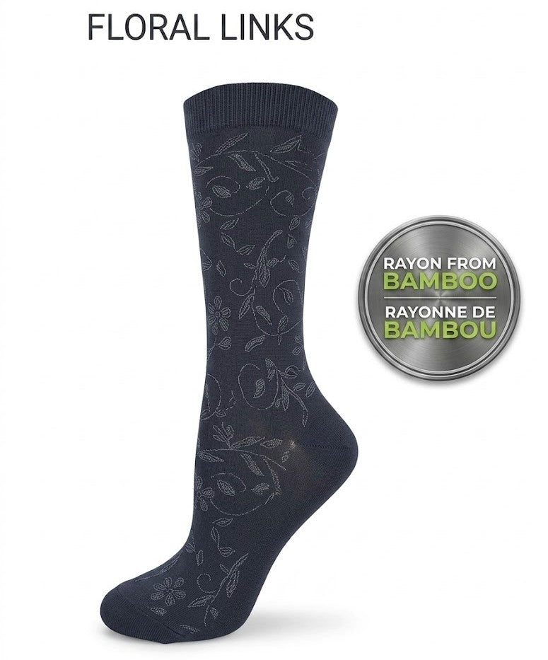 KEY - Women's - BAMBOO FLORAL LINKS Crew Socks