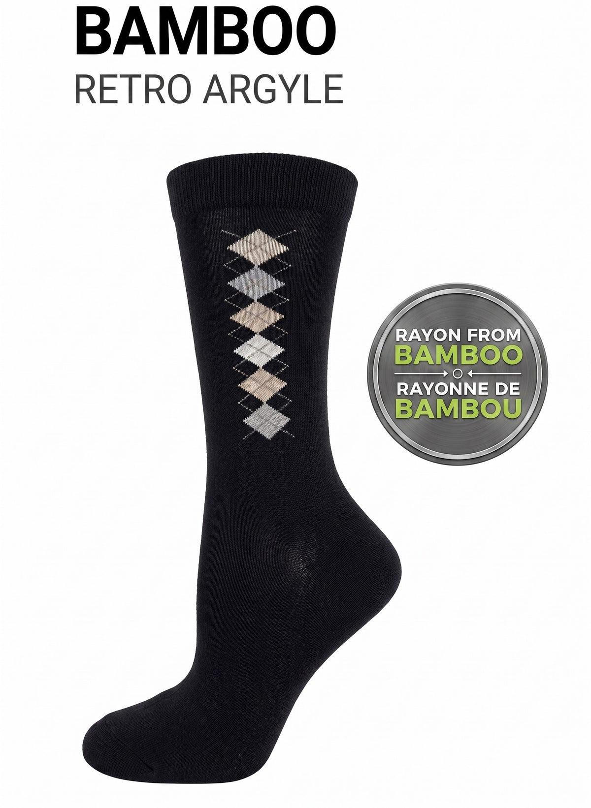 KEY - Women's - BAMBOO RETRO ARGYLE Crew Socks
