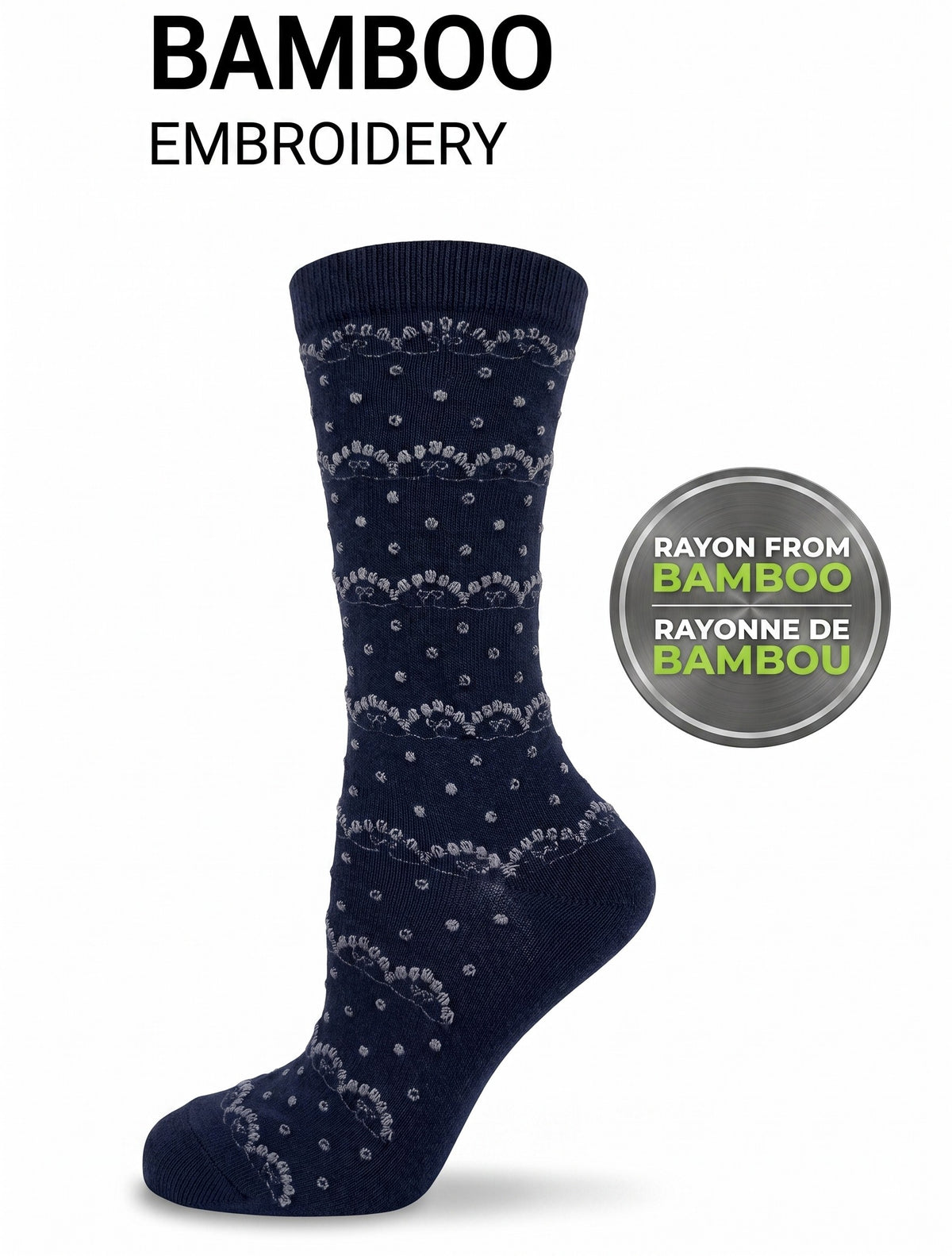 KEY - Women's - BAMBOO EMBROIDERY Crew Socks
