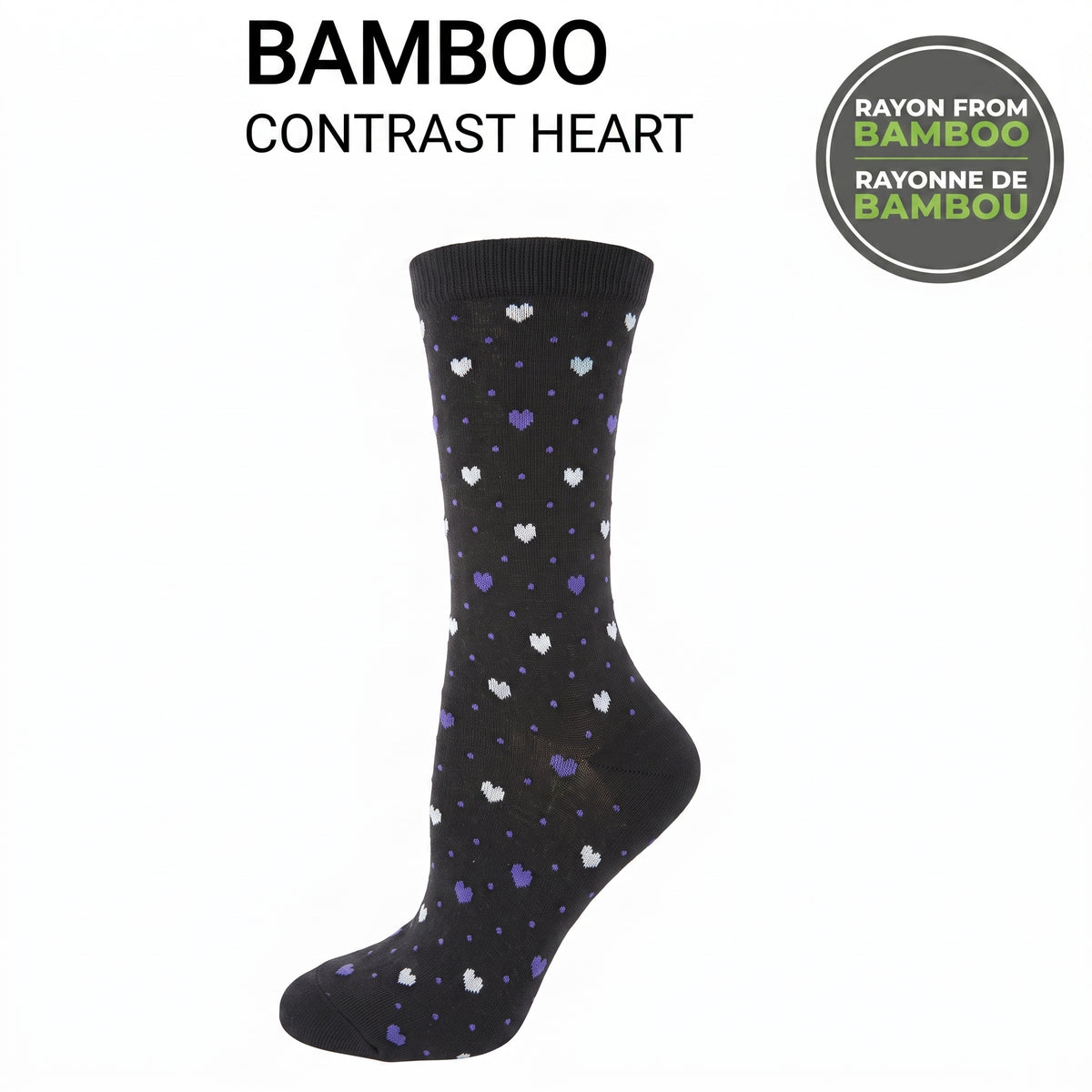 KEY - Women's - BAMBOO - CONTRAST HEART Crew Socks