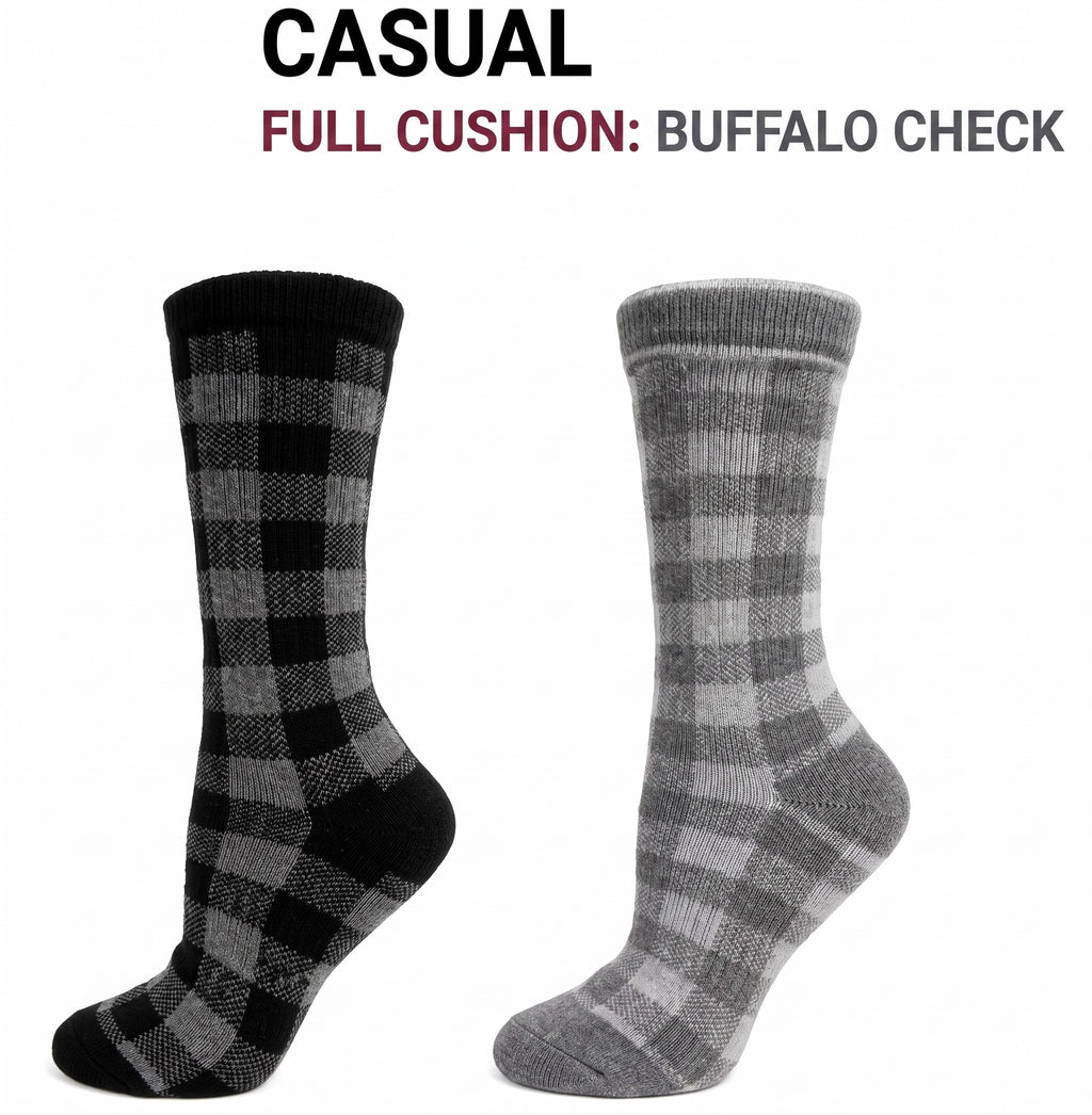 KEY - Women's - FULL CUSHION-BUFFALO CHECK Crew Socks