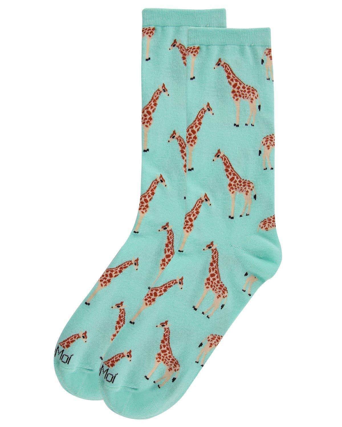 MeMoi - Women's - Giraffes Bamboo Blend Crew Socks