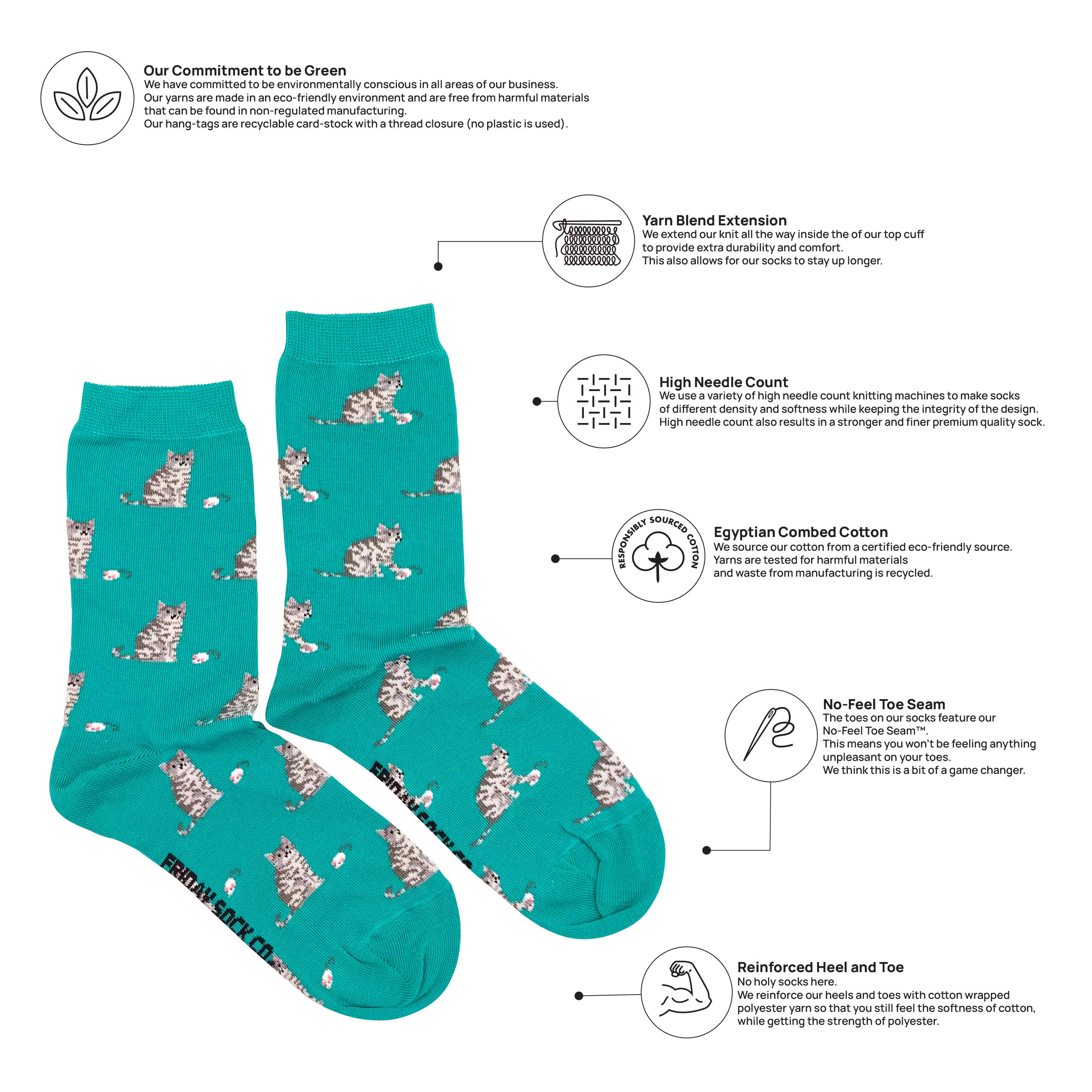 Friday Sock Co. - Women's Cat & Mouse Crew Socks - Funny Gift Idea