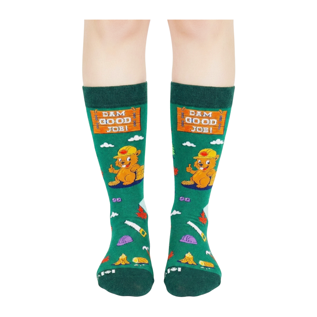 Northern Icons Canada - DAM GOOD JOB Crew Socks – Funny Beaver Graphic Canada Workwear Socks