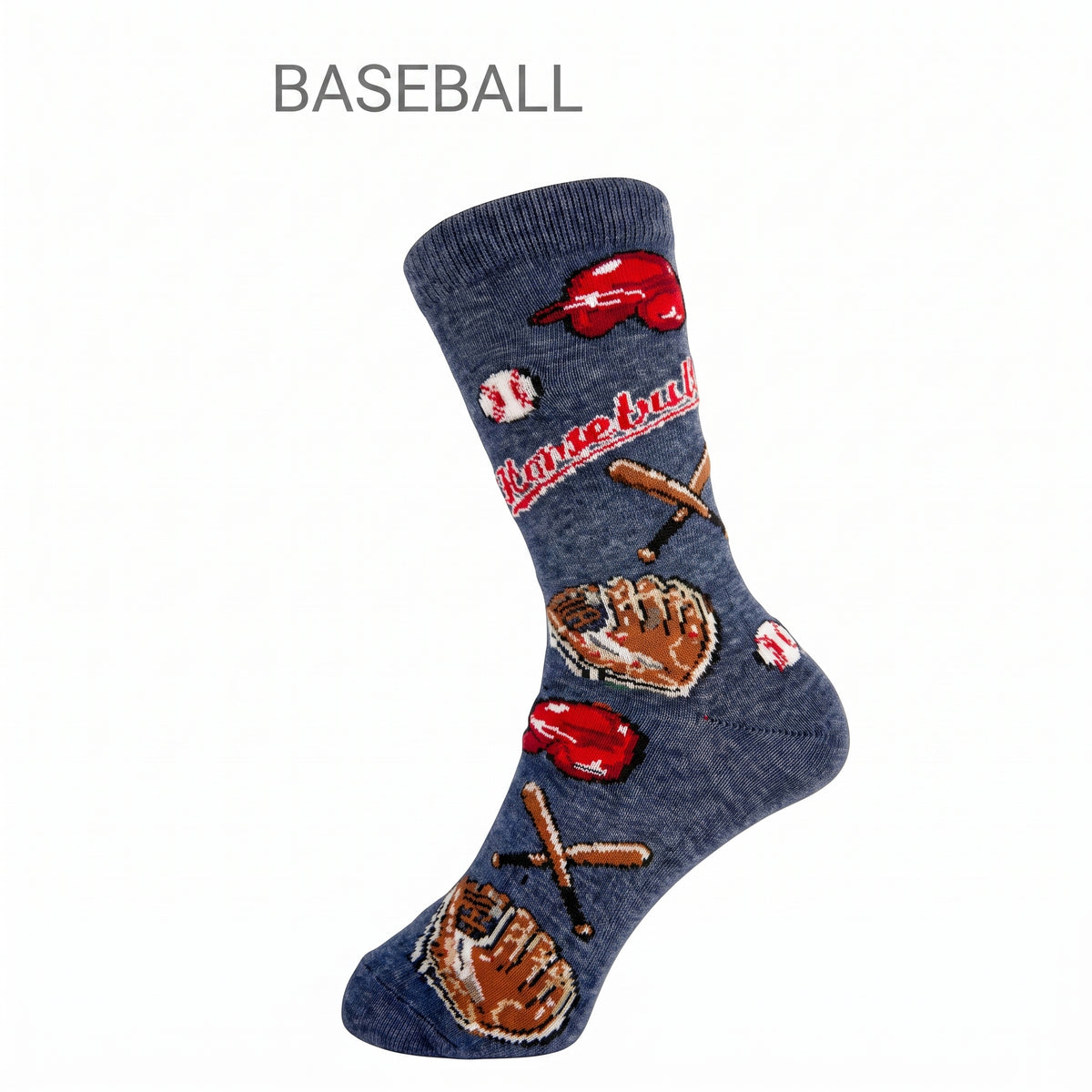 CRAZY TOES - KIDS - BASEBALL Crew Socks: AGE 8-11