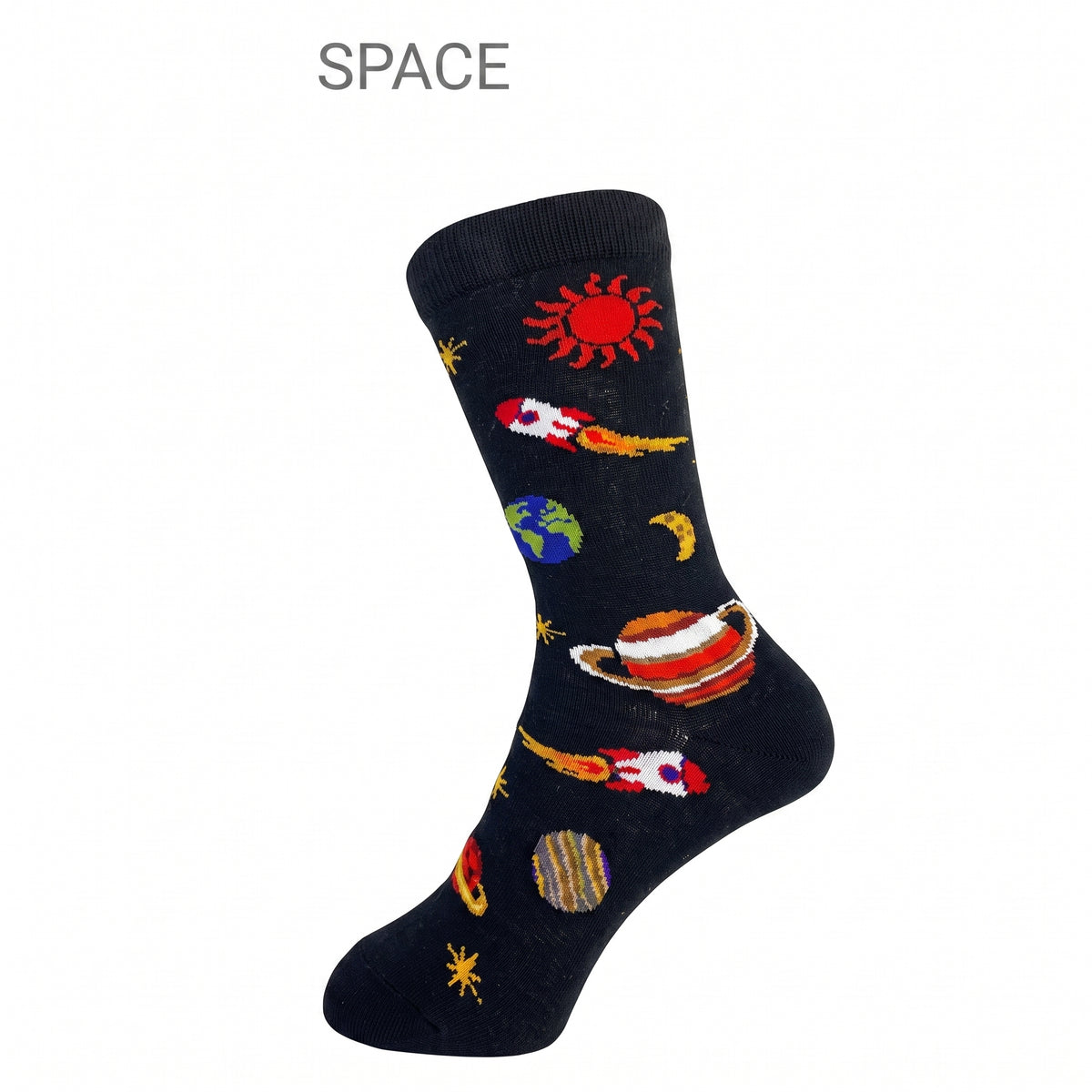 CRAZY TOES - KIDS - SPACE Crew Socks: AGE 8-11