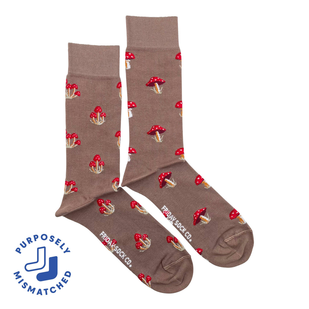 Friday Sock Co. - Men's Mushroom Mid-Calf Socks - Soft Combed Cotton Gift