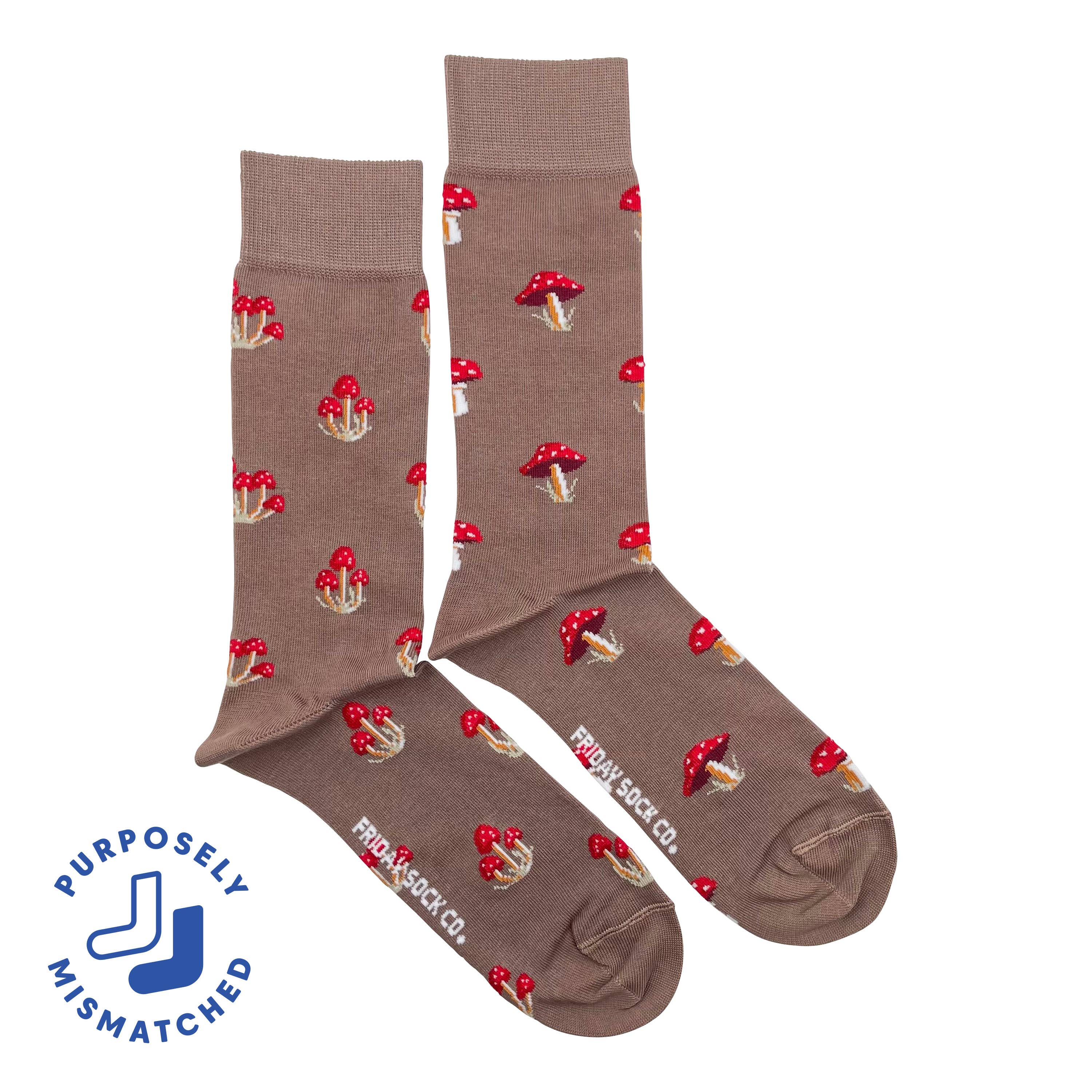 Friday Sock Co. - Men's Mushroom Mid-Calf Socks - Soft Combed Cotton Gift