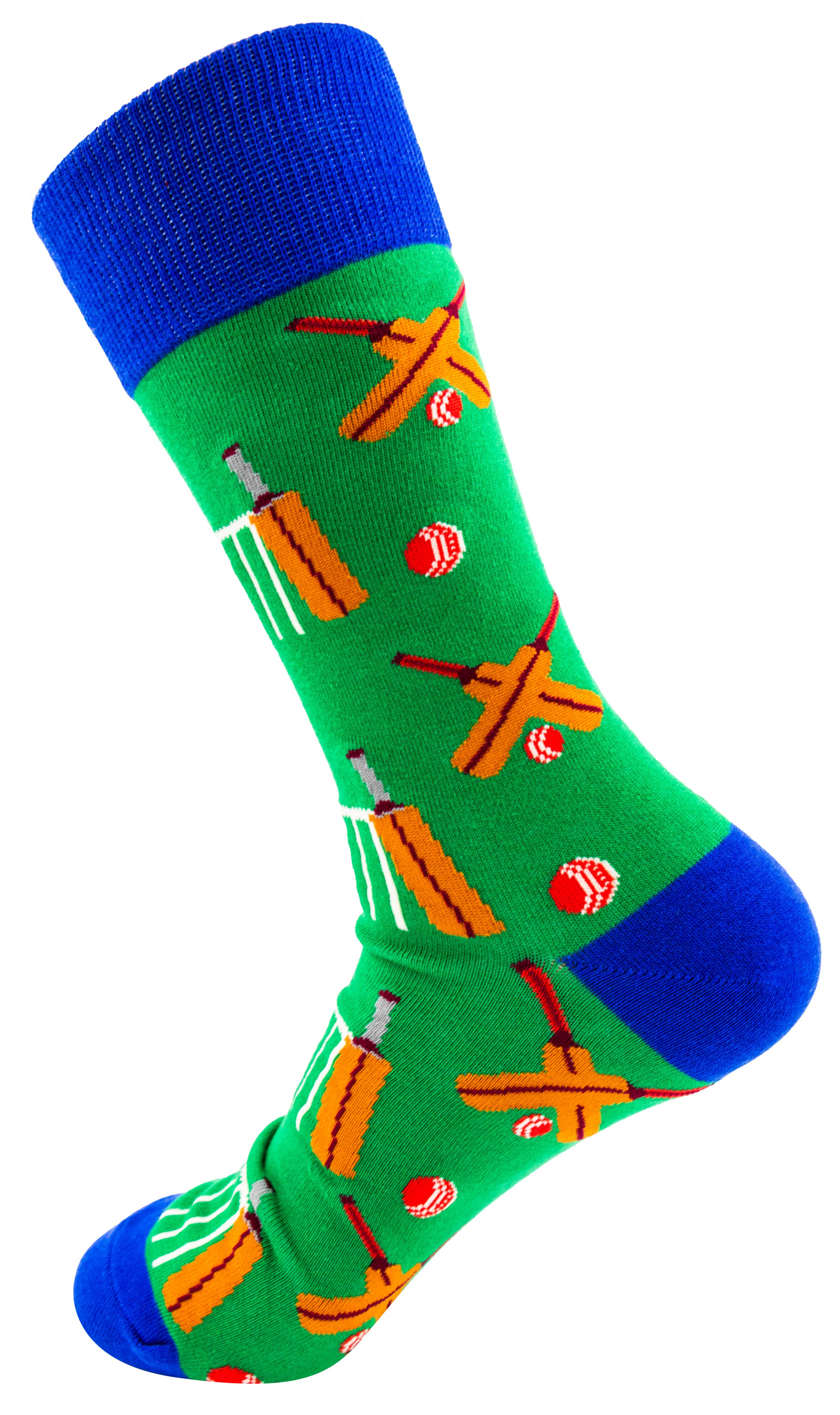 SoXcellent - Cricket Bat Wickets Ball Unisex Crew Novelty Funny Socks
