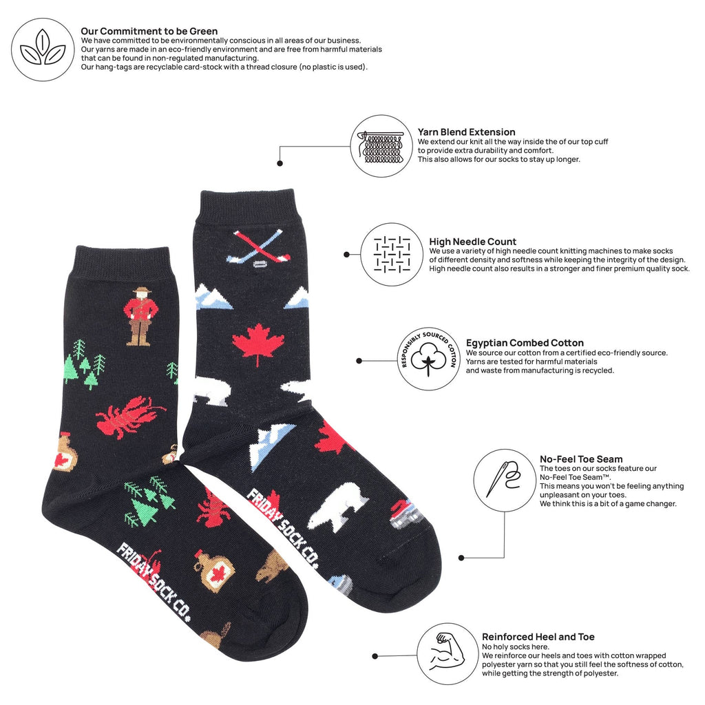 Friday Sock - Women's - Canada Icons Mismatched Crew Socks