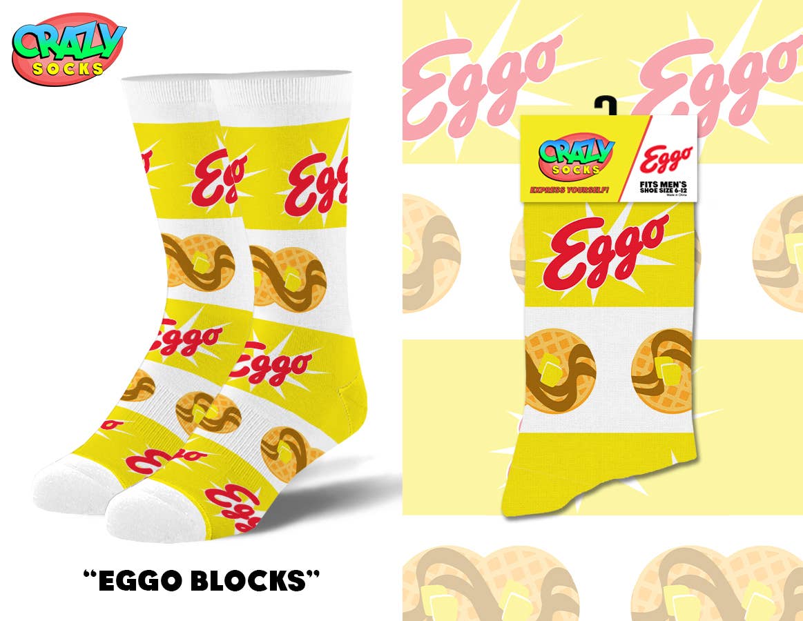 Crazy Socks - Eggo Blocks - Mens Crew Folded