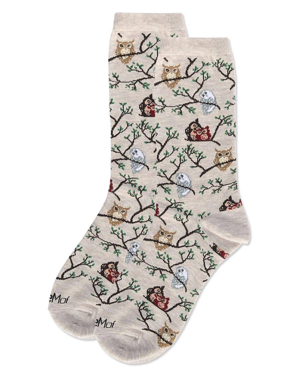 MeMoi - Women's - Owls Bamboo Crew Socks