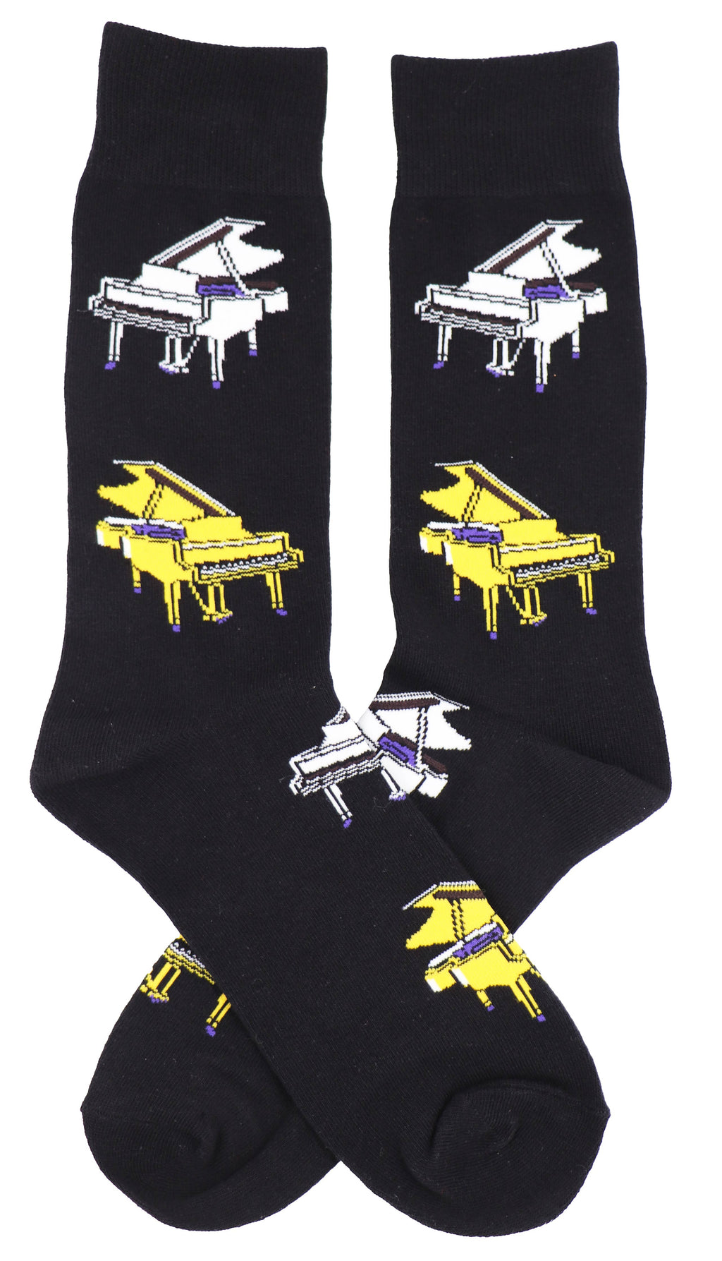 SoXcellent - Grand Piano Black Unisex Crew Novelty Socks - M