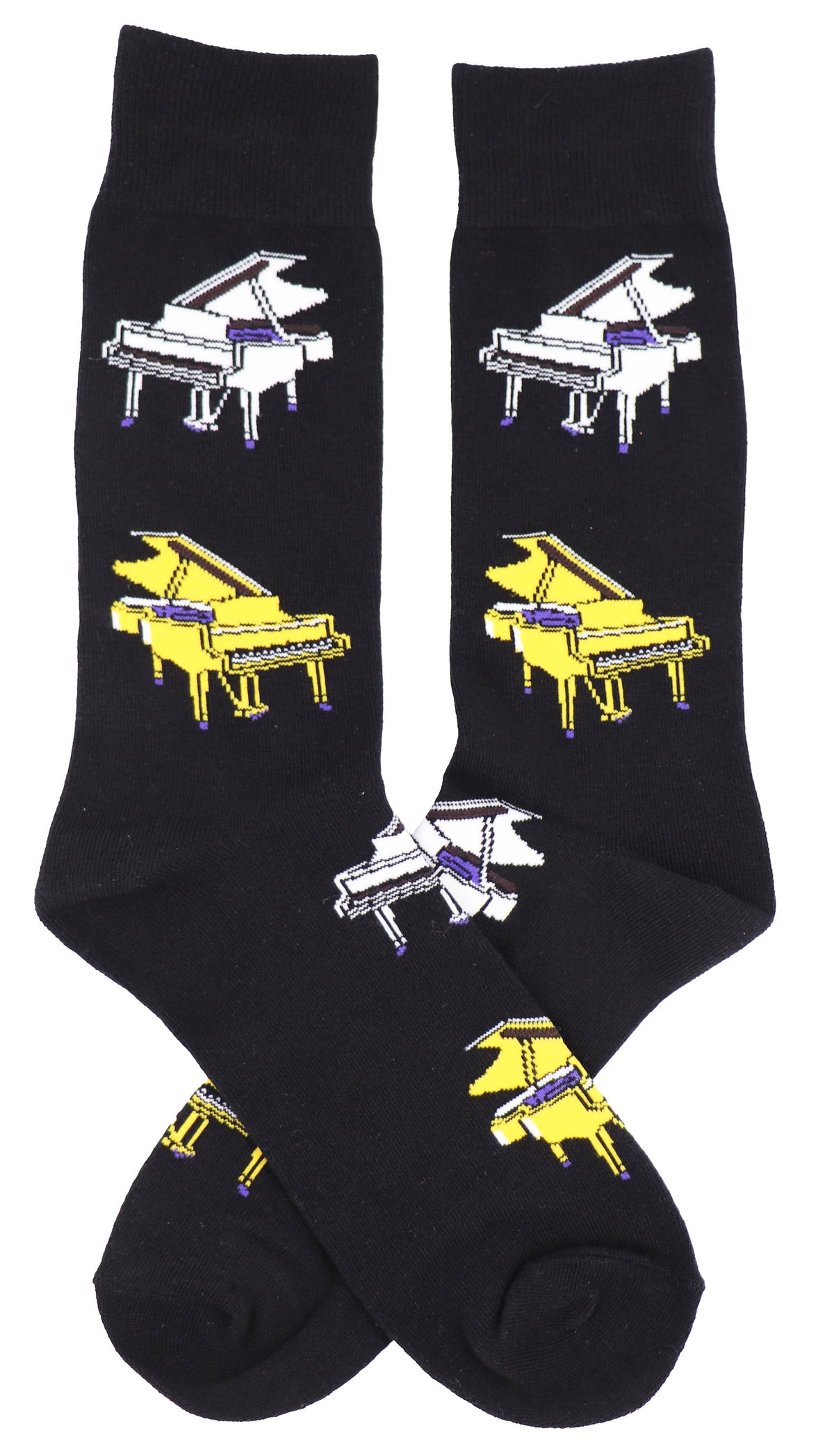 SoXcellent - Grand Piano Black Unisex Crew Novelty Socks - M