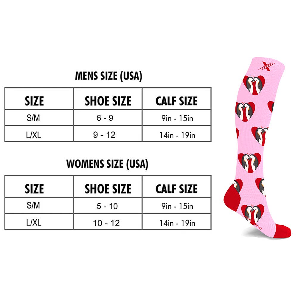 Extreme Fit - SOULMATES COMPRESSION SOCKS - PINK PENGUINS - S/M