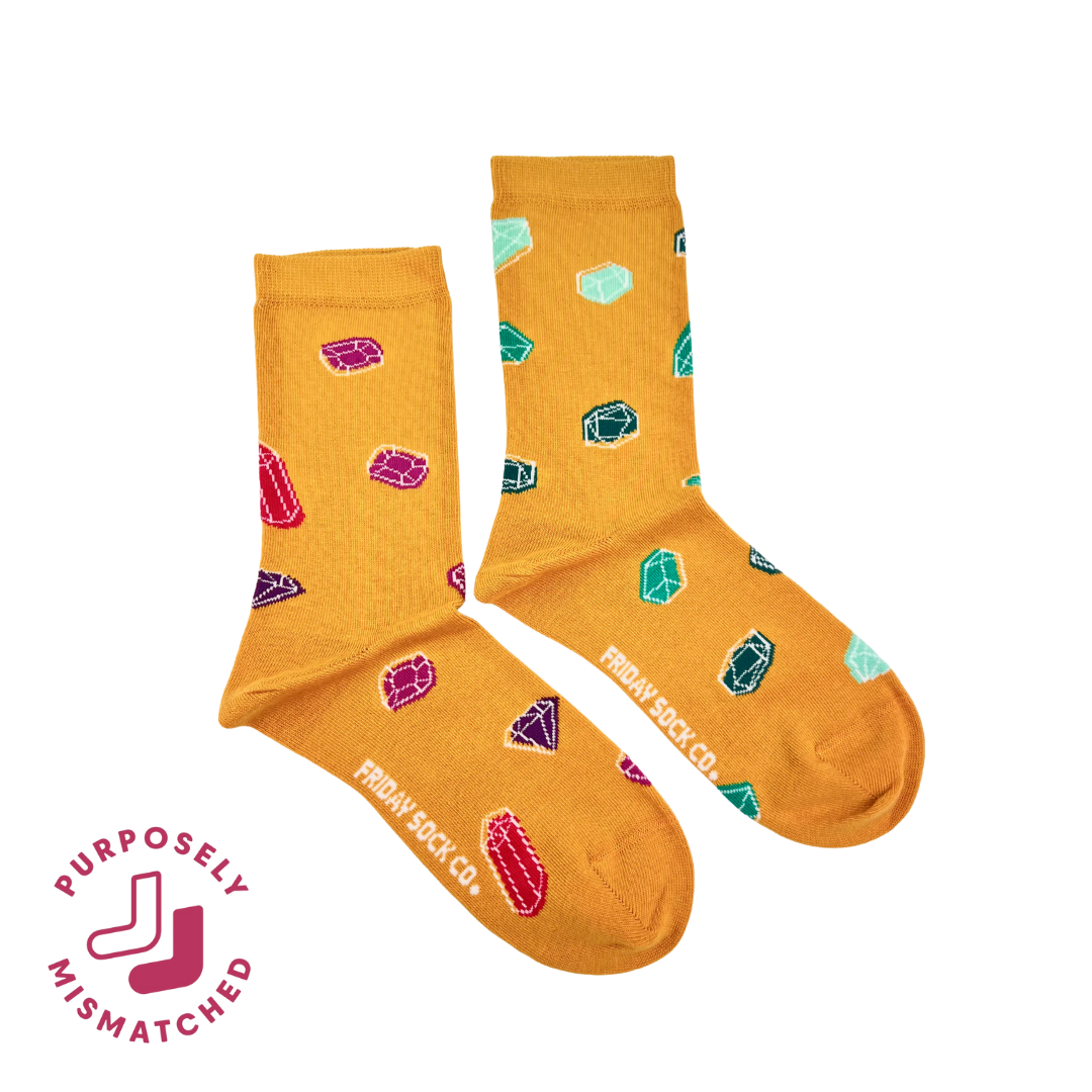 Friday Sock Co. - Women's Scatter Gemstone Crew  Socks - Colorful Gift for Mom
