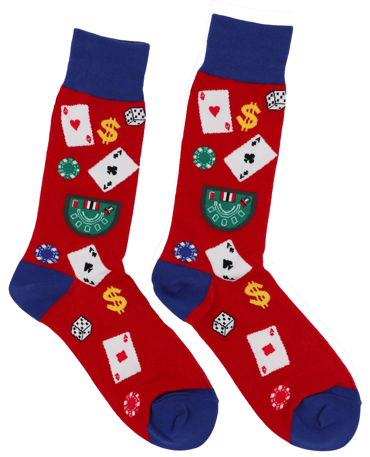 SoXcellent - Casino Play Card Dollar Dice Unisex Novelty Socks - M