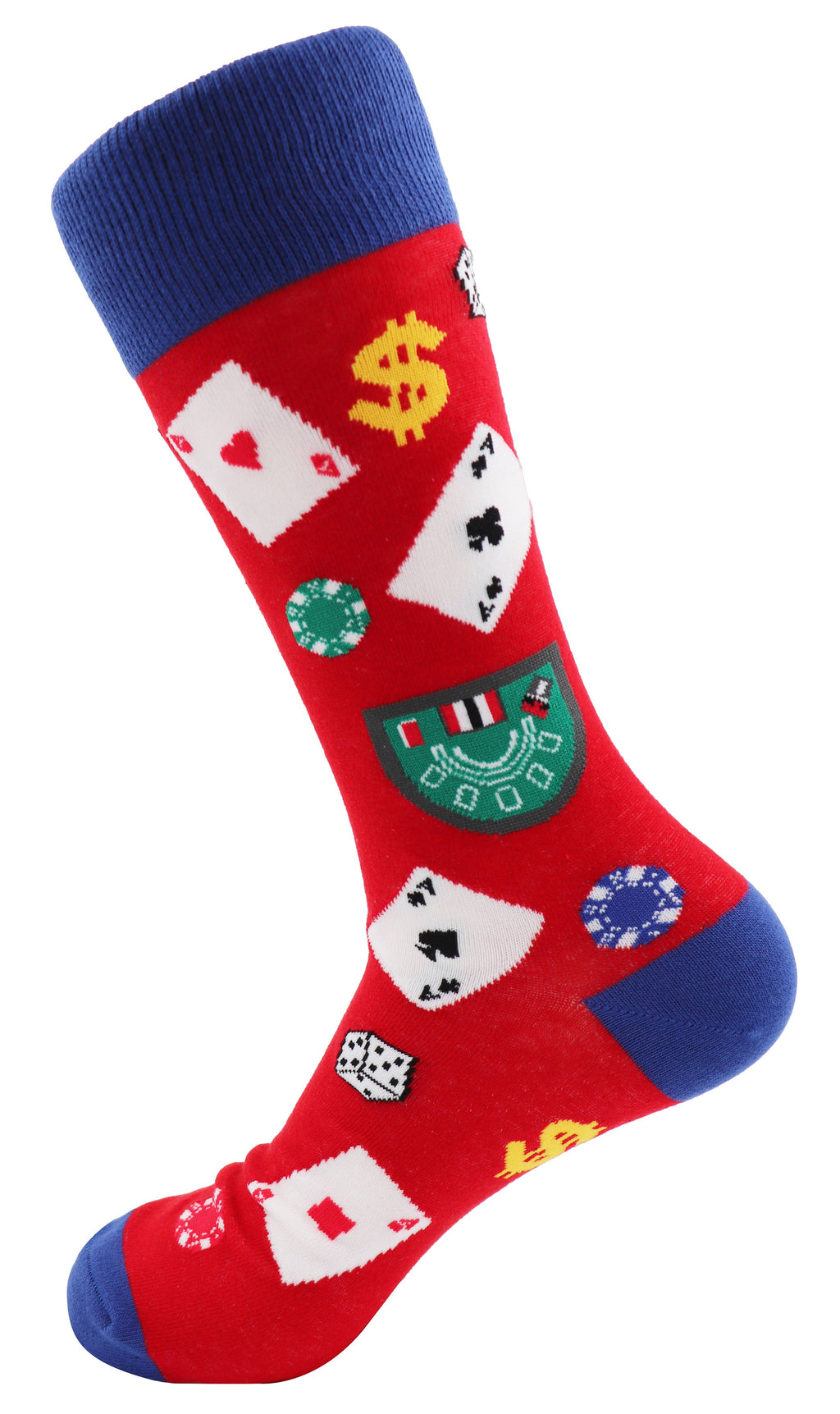 SoXcellent - Casino Play Card Dollar Dice Unisex Novelty Socks - M