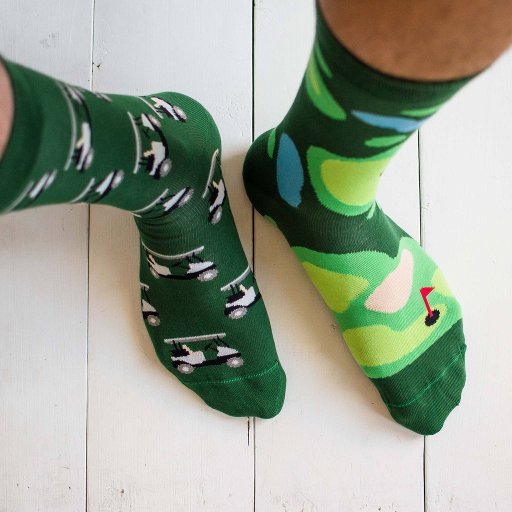 Friday Sock Co. - Men's Golf & Golf Cart Mid-Calf Socks - Unique Sports Design