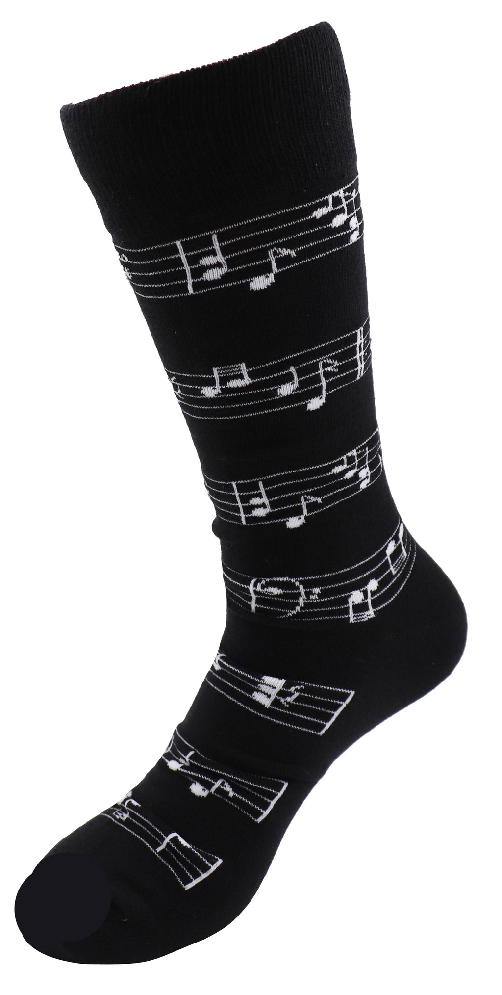 SoXcellent - Music Note Black White Unisex Crew Novelty Funny Socks - M
