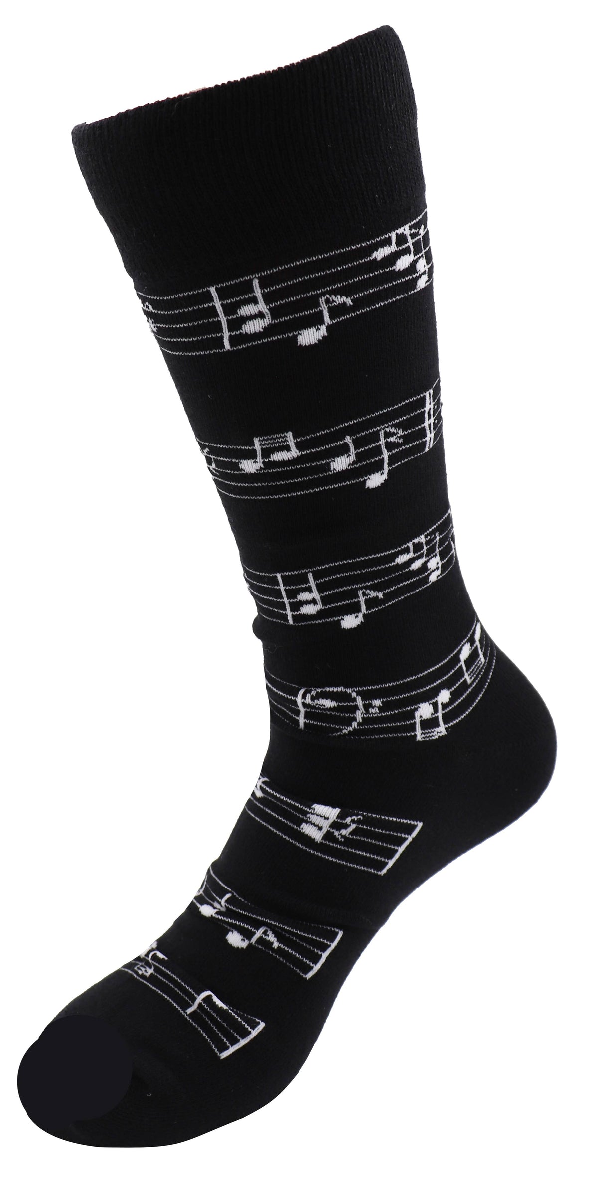 SoXcellent - Music Note Black White Unisex Crew Novelty Funny Socks - M