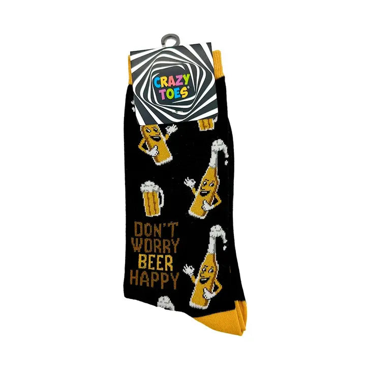 CRAZY TOES - LADIES - BEER HAPPY Crew Socks