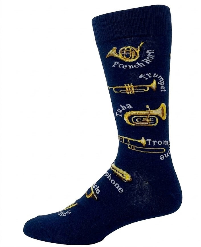 CRAZY TOES - MEN'S - BRASS INSTRUMENT Crew Socks