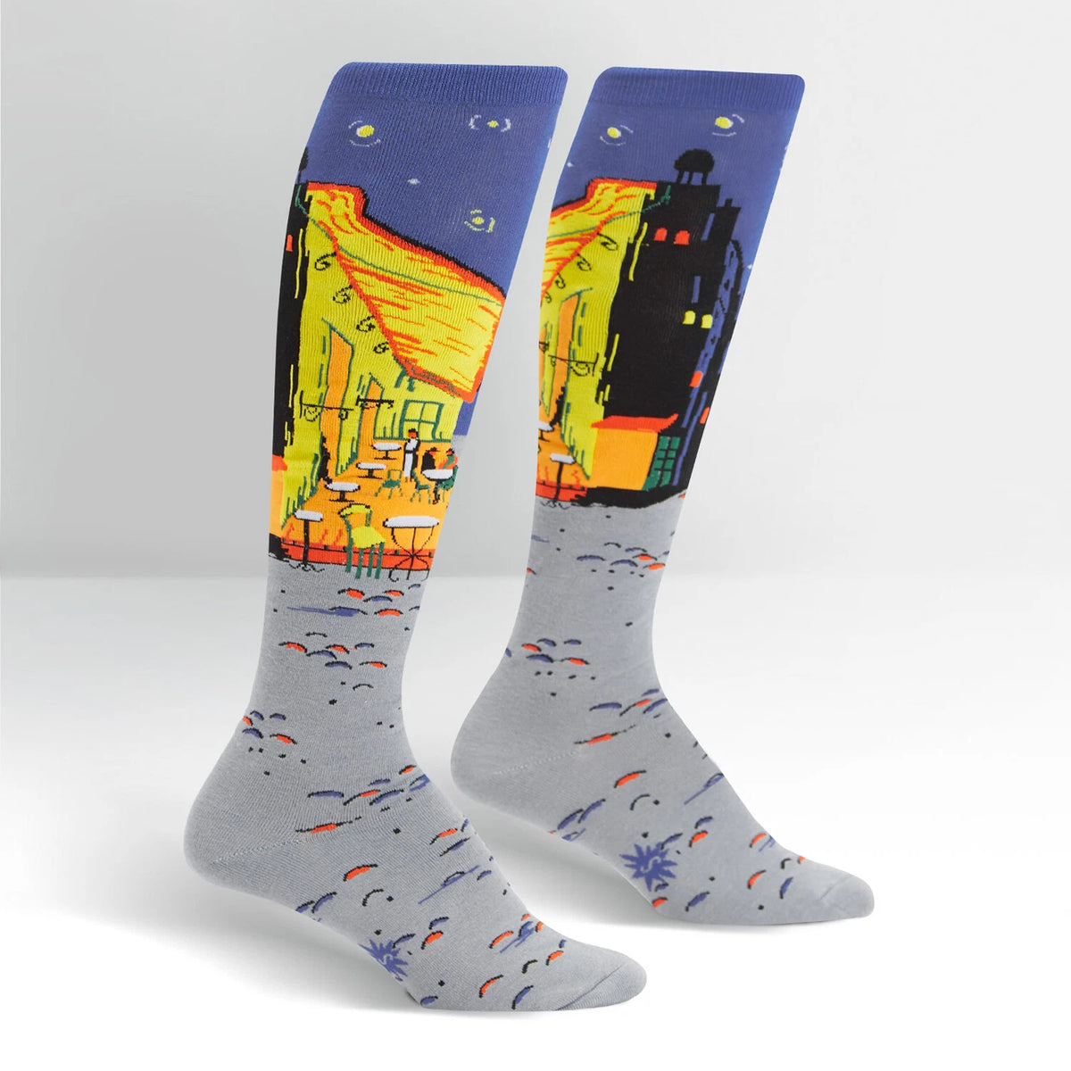 Sock it to Me - Knee High Sock: CAFÉ TERRACE AT NIGHT