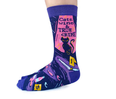 Uptown Sox - Women's - Cats, Wine and Crime Socks