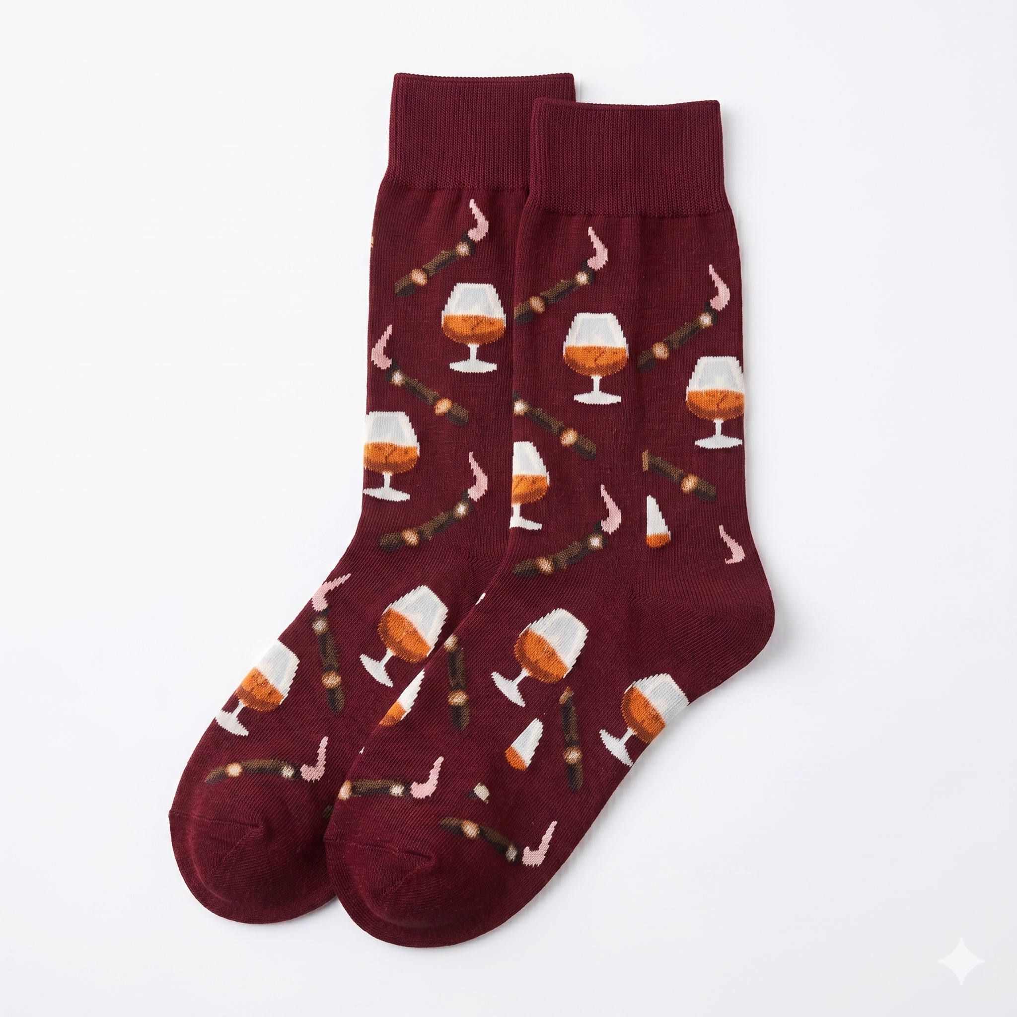 Hot Sox - Men - COGNAC AND CIGAR Crew Socks - Burgundy