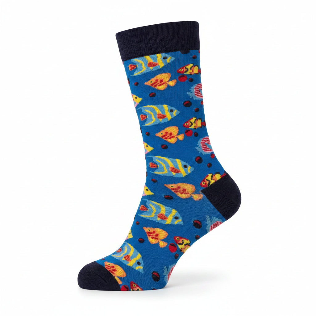 Imagine Imports - Men's Cotton Crew Socks - TROPICAL FISH