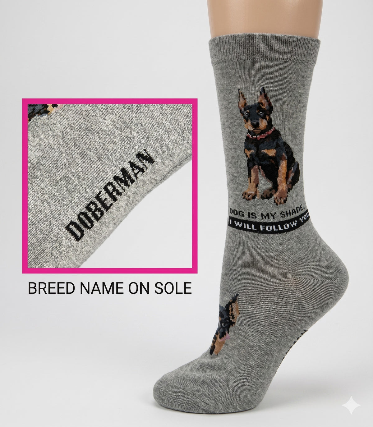 CRAZY TOES - LADIES - DOBERMAN Crew Socks