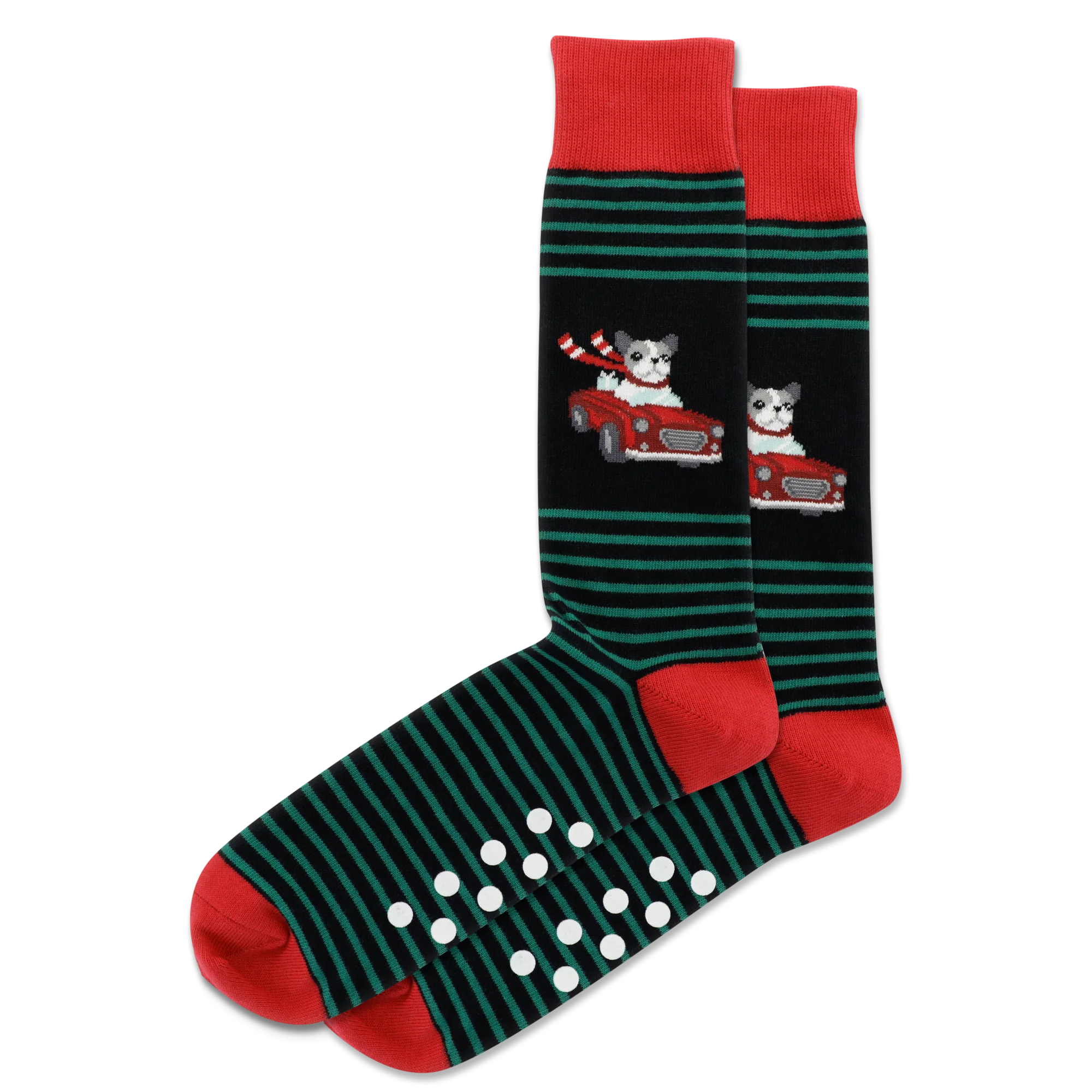 Hot Sox - Men - Animals -  Dog Riding in Convertible Non-Skid Crew Socks