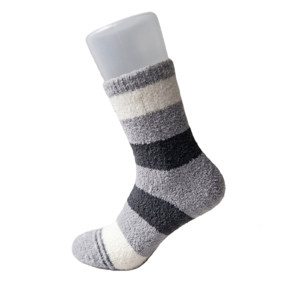 Yangmal Babo-Women's Fuzzy Socks - Striped Sleep