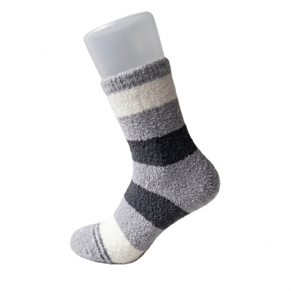 Yangmal Babo-Women's Fuzzy Socks - Striped Sleep