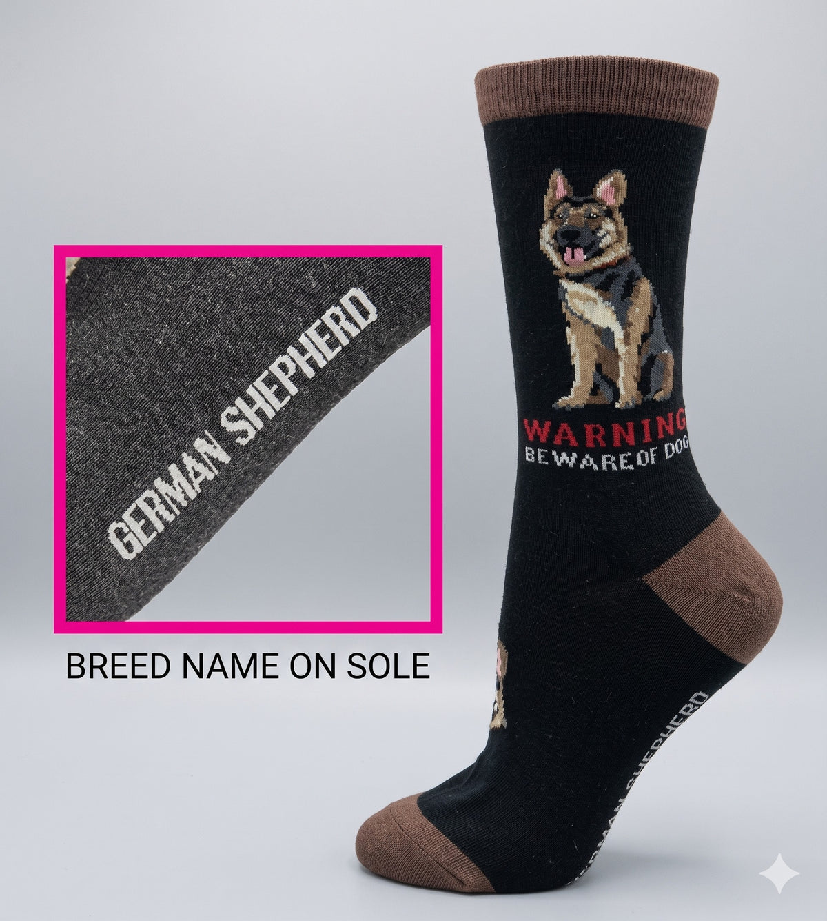 CRAZY TOES - LADIES - GERMAN SHEPHERD Crew Socks